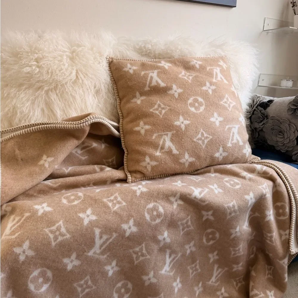 Louis Vuitton Cushion Neo Monogram Cushion Wool & Cashmere Beige